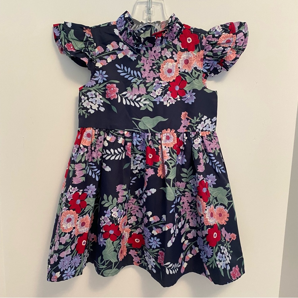 Janie and Jack Toddler Girl's The Park Garden Dress Merchant Marine Floral 2T